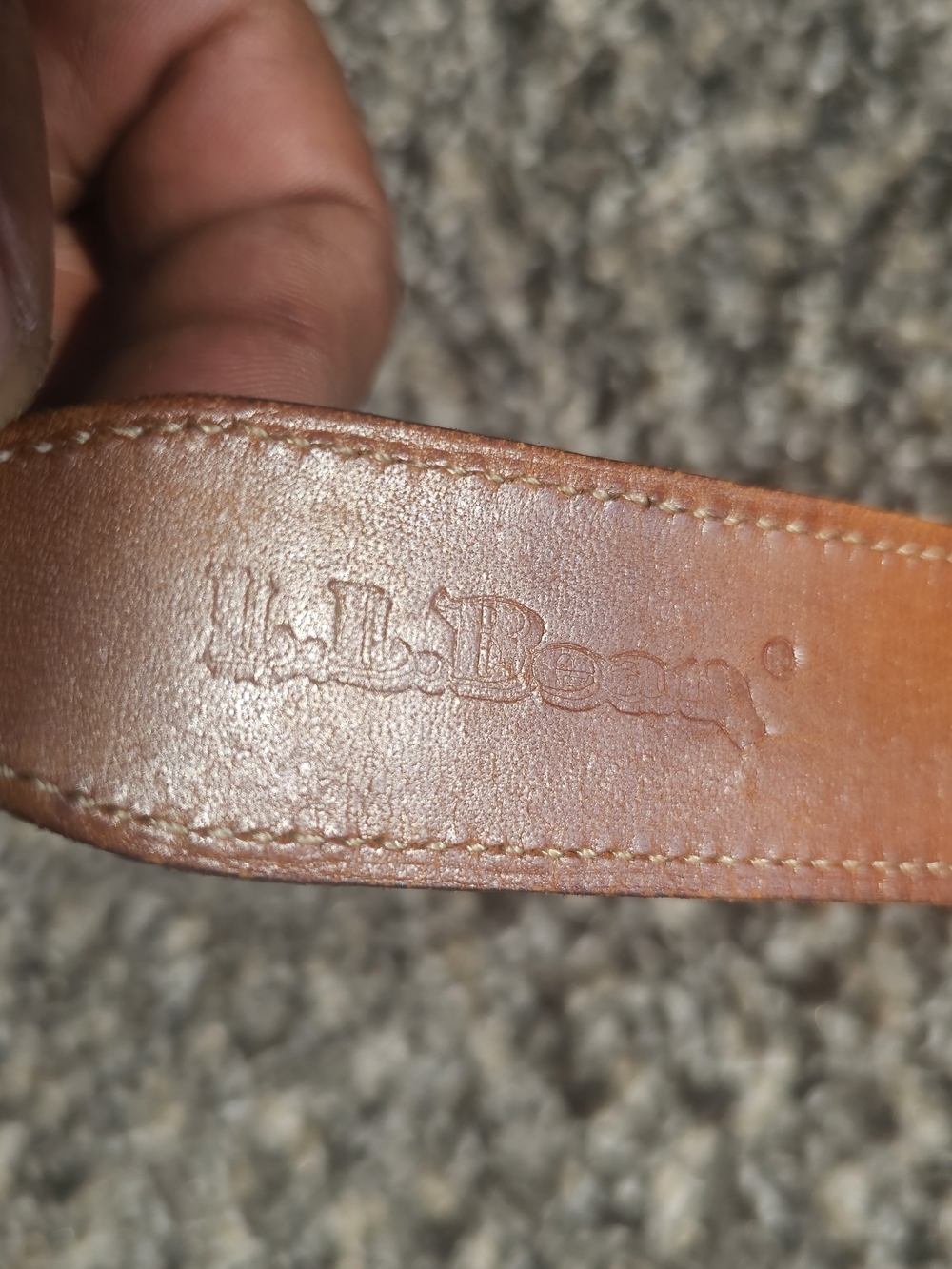 L.L. Bean Tan Embossed Leather Belt - Picture 2 of 7
